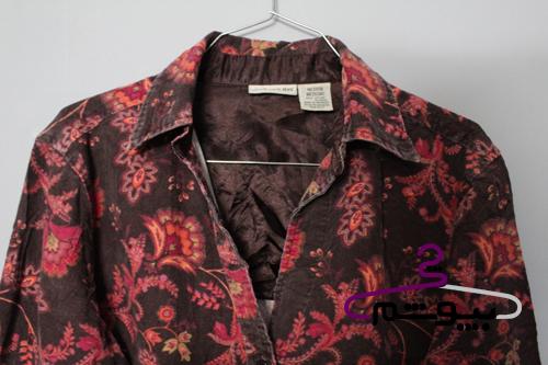 پیراهن کبریتی قهوهای گل گلی